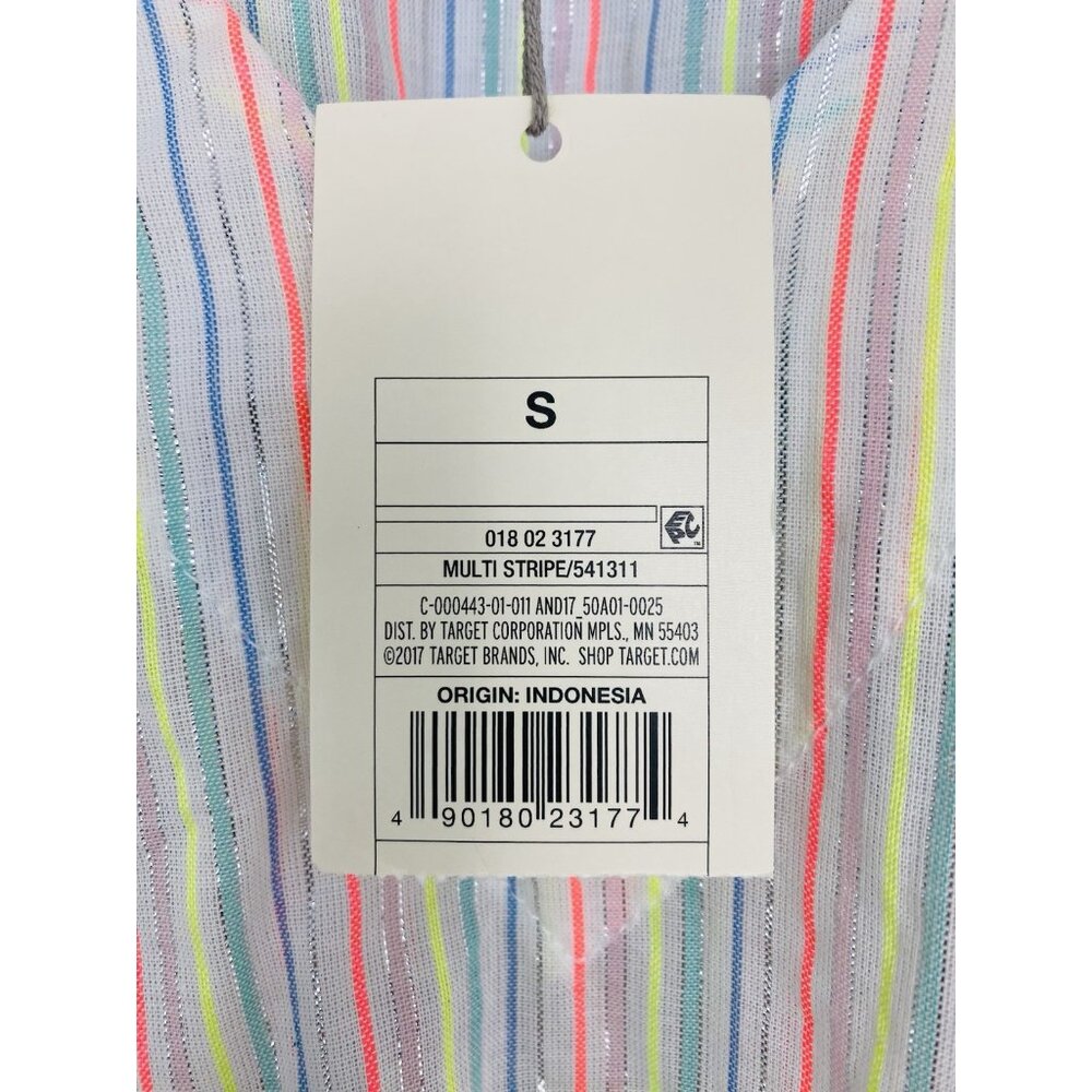 NWT A New Day Neon/Metallic Striped Bell Sleeve Top Womens Size S Multi Stripe - Picture 6 of 9
